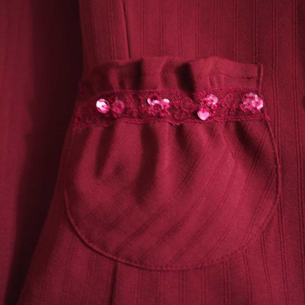 Vintage Y2K Preppy Burgundy Office Siren Blazer Suit Jacket Sz S 3-4 My Michelle - Picture 5 of 12